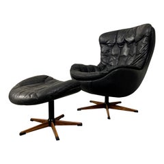 H. W. Klein for Bramin Leather Lounge Chair and Ottoman