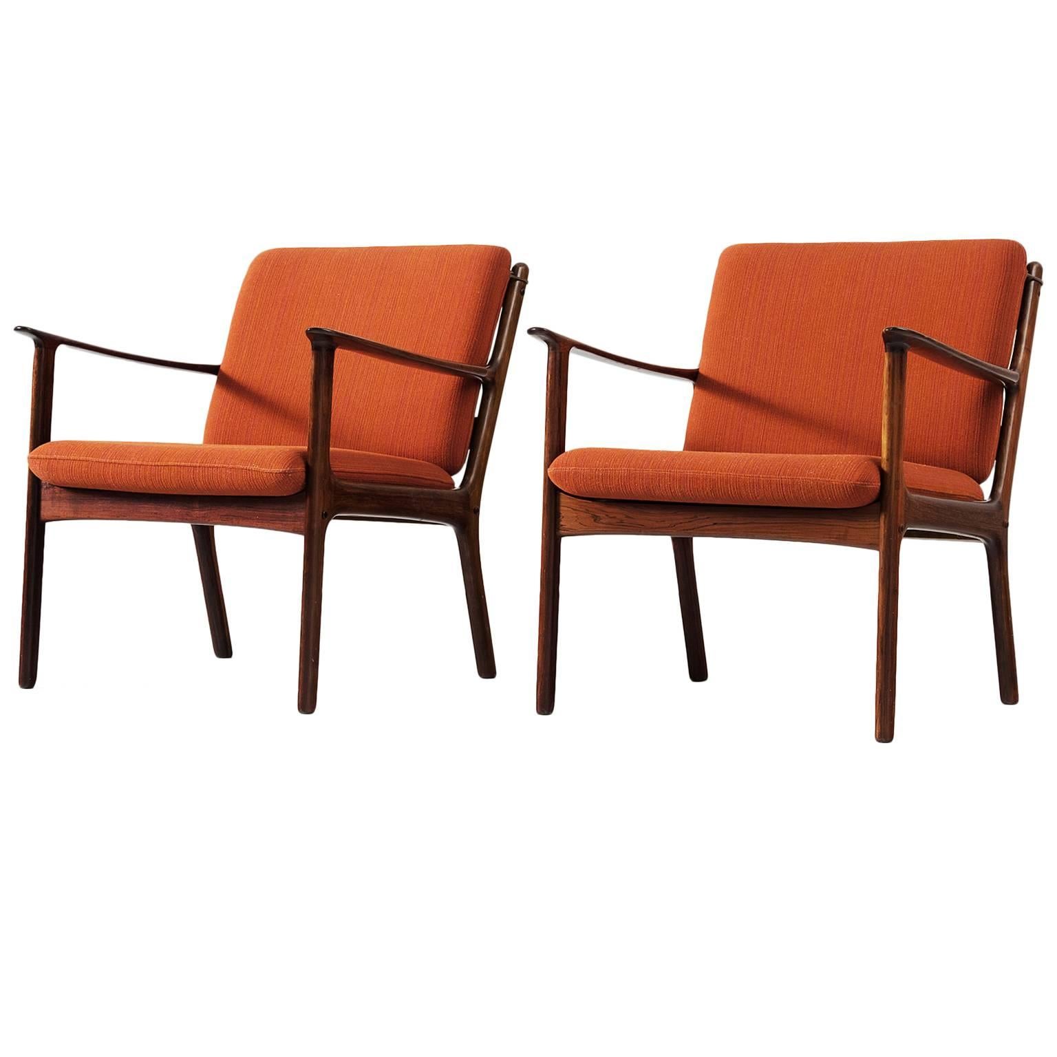 Ole Wanscher Pair of Armchairs in Rosewood