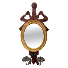 French Baroque Style Ribbon & Bow Wall Mirror Sconce Candle Holder
