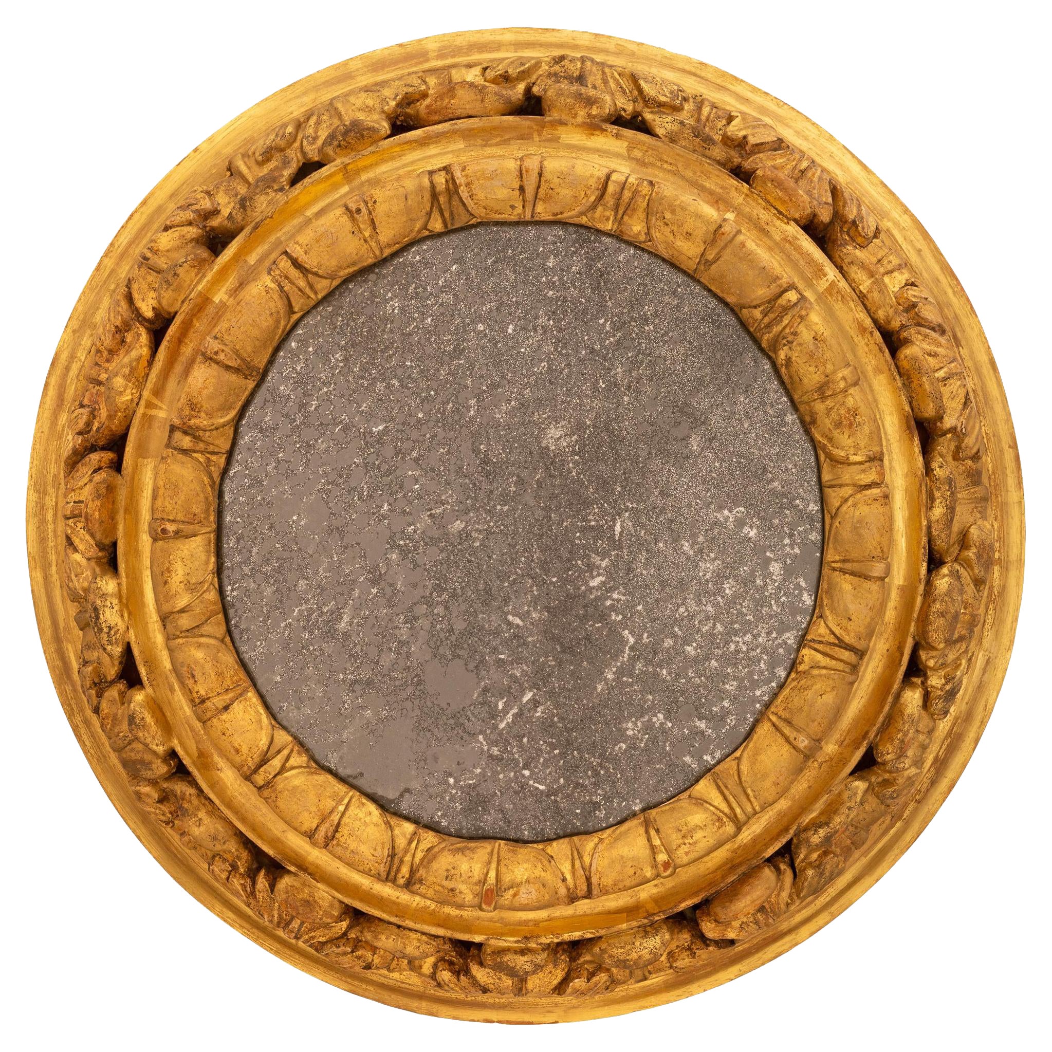 Specchio italiano del XVIII secolo in legno dorato di epoca barocca