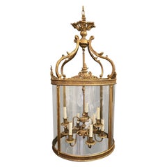 Wonderful English Regency Hansom Bronze Large 9 Light Lantern Chandelier Fixture