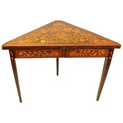 Niederländischer Spieltisch aus Mahagoni und floralen Intarsien aus dem frühen 19