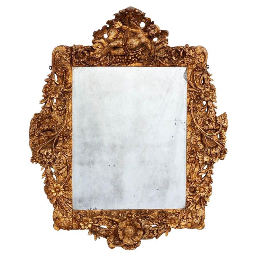 Raro specchio in legno dorato Charles II in vendita