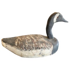 Hand Carved Large Vintage Antique Wood Swan Decoy Sculpture, Early 20th Century