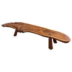 Nakashima Style Live Edge Walnut Slab Coffee Table