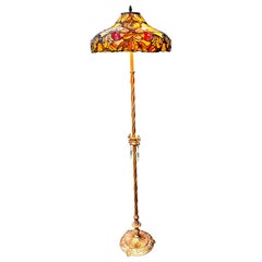 Antique American Tiffany Style Floor Lamp With 1920’s Base