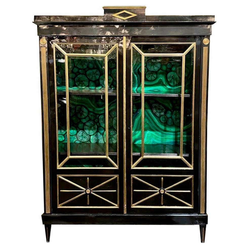 Schwarz lackiertes Bücherregal im Directoire-Stil des 19. Jahrhunderts