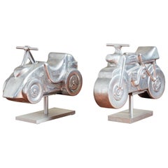Esculturas de aluminio para parques infantiles de motos y coches