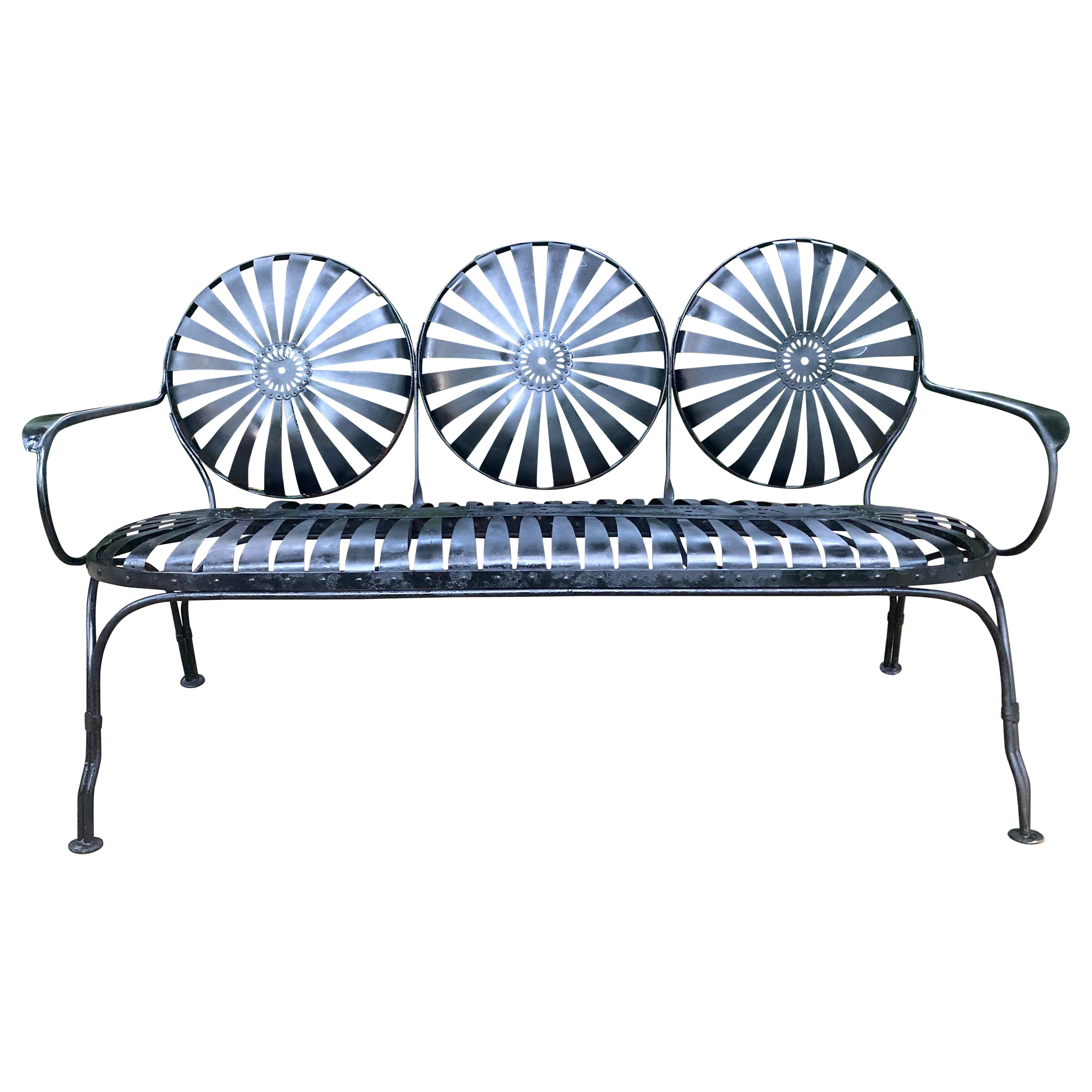 francois carre antique garden bench For Sale