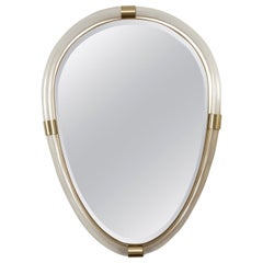 Artisan Murano Blown Gold Torchere Oval Mirror, Contemporary