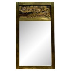 Vintage Boho Acid Etched Mirror After Bernard Rohne for Mastercraft
