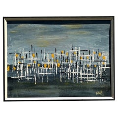 Vintage MCM Original Abstract Oil on Board