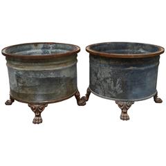 A Pair of Large French Planters with Lion Paw Feet 