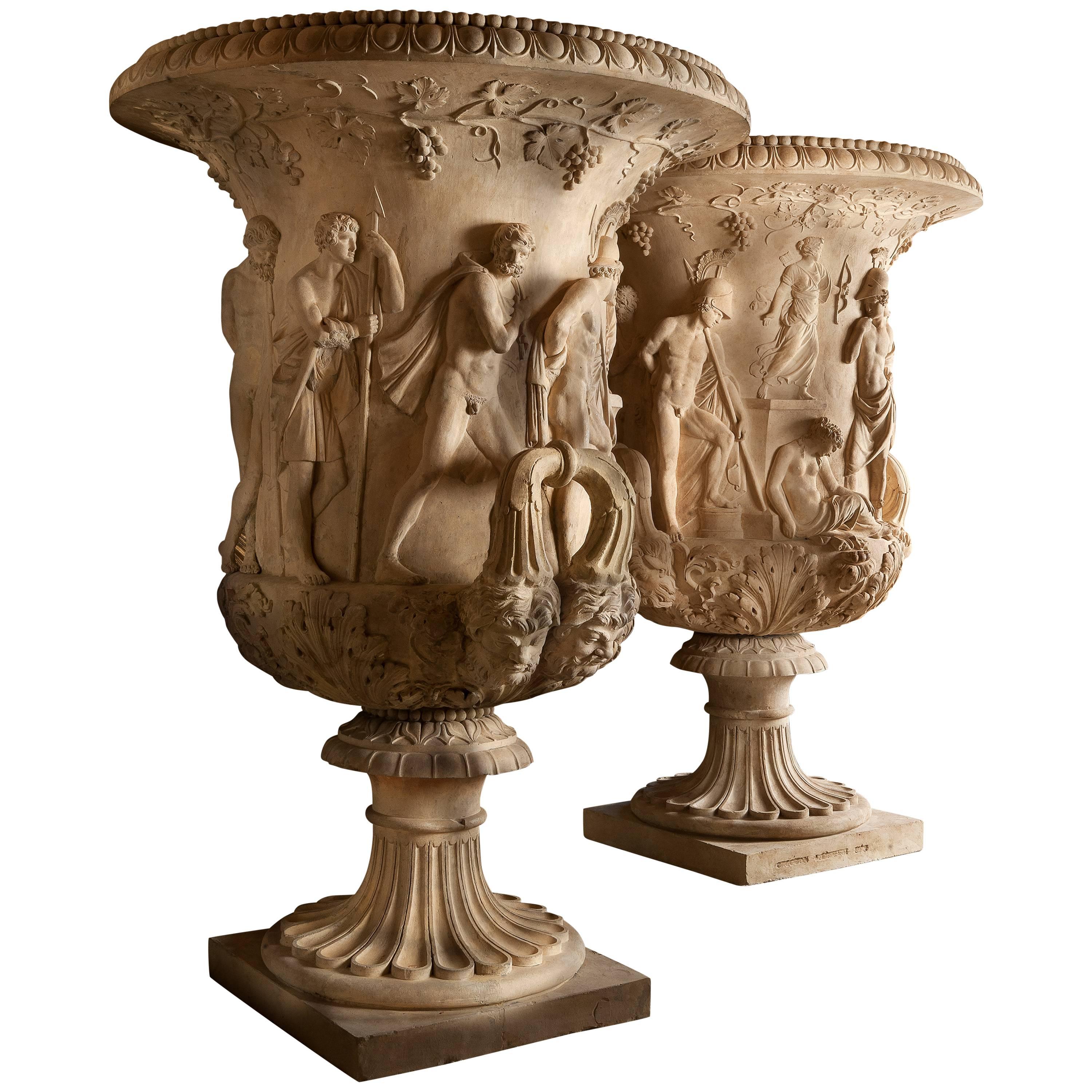 Pair of Beautiful and Large Medicis Vase XIXth Century For Sale