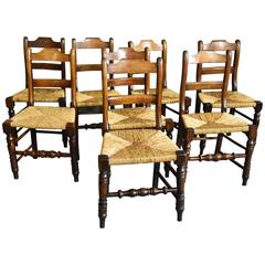 Mid-Late 19th Century Set of Eight Alder Dining Chairs of Good Patina