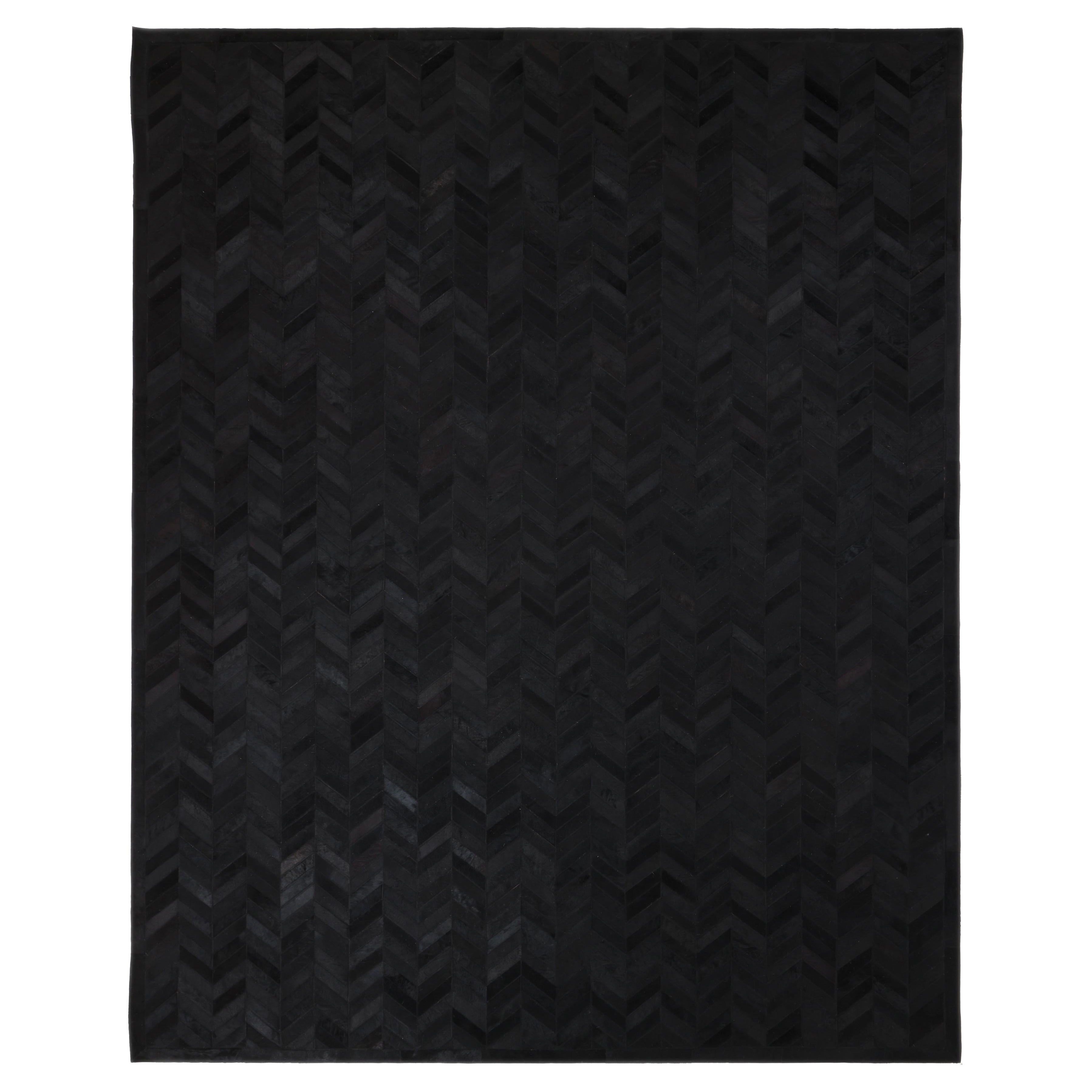 Tapis de sol Contemporary Chevron Hand Made Black 3' 0" x 5' 0"