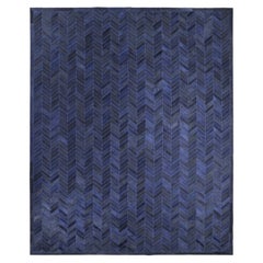 Contemporary Chevron Hand Made Blue Area Rug 8' 0" x 10' 0"