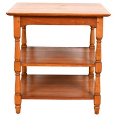 Stickley American Colonial Solid Cherry Wood Three-Tier Tea Table or Side Table