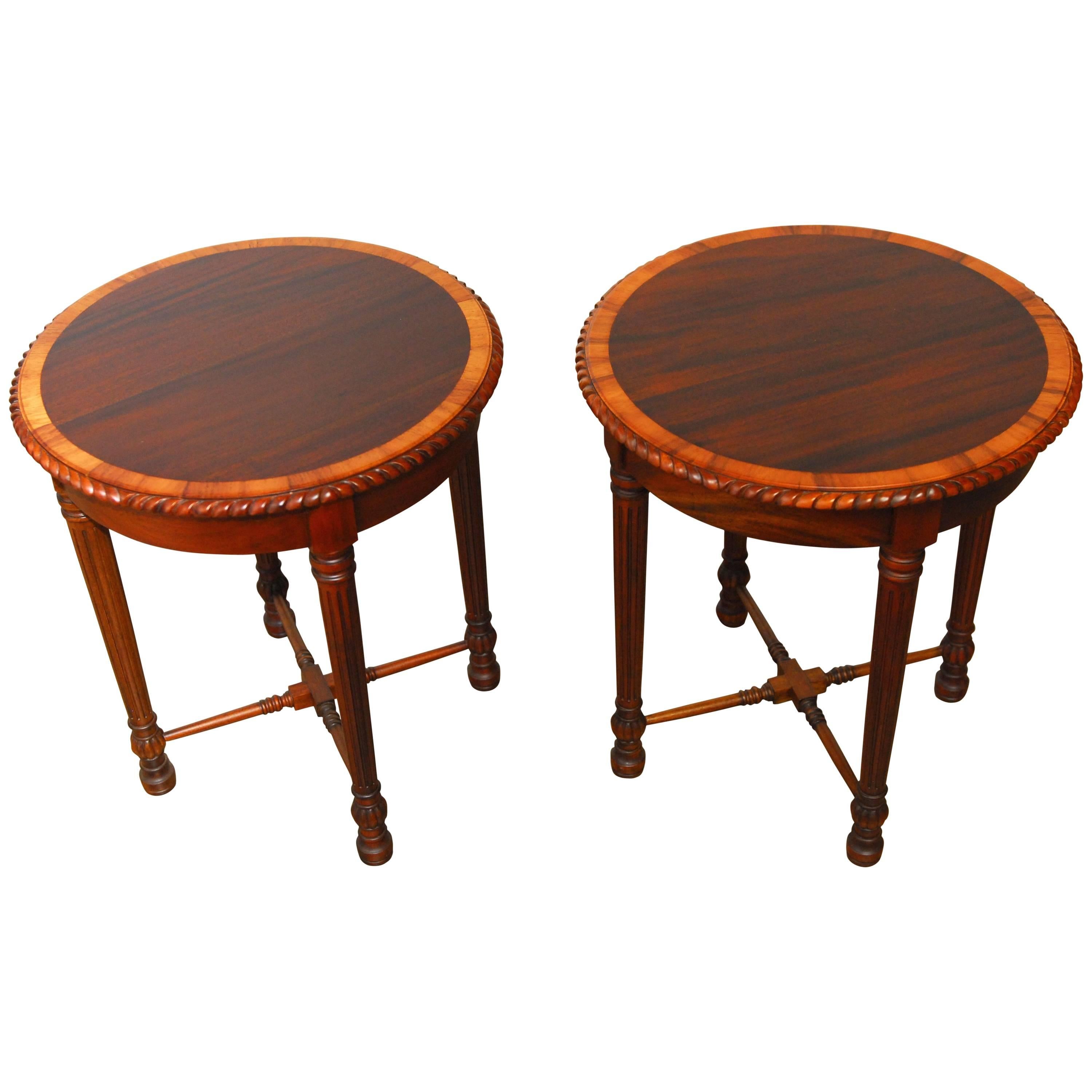 Pair of Regency Carved Mahogany Gueridon Side Tables