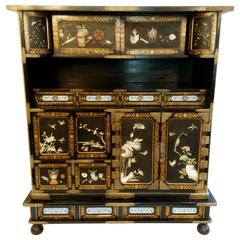 Antique Japanese Cabinet in Shibayama Cabinet, Meiji Period