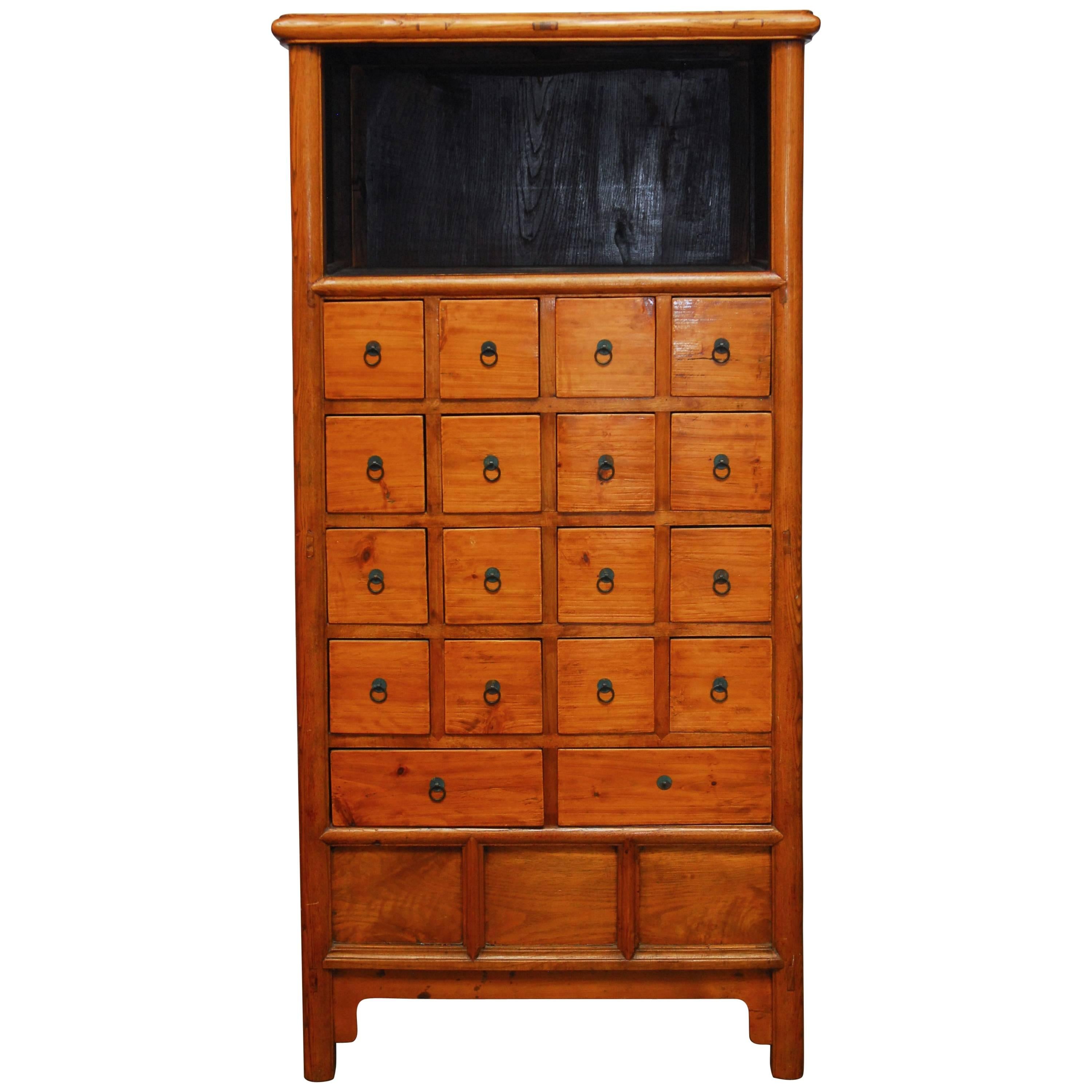 Chinese Elm Apothecary Display Cabinet