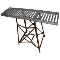 Vintage Industrial Ironing Board Table with Steel Ladder Top