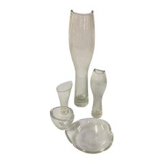A Variety of Line Engraved Art Glass Objects by Tapio Wirkkala, Iittala, 1950s