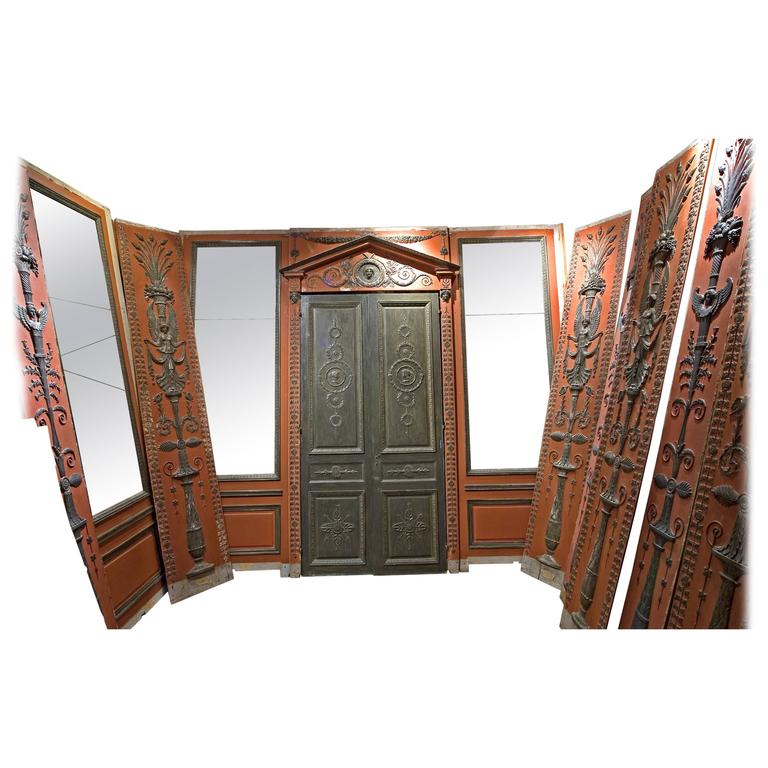 Empire Style Wood Paneling in Oak From Percier and Fontaine, 19th