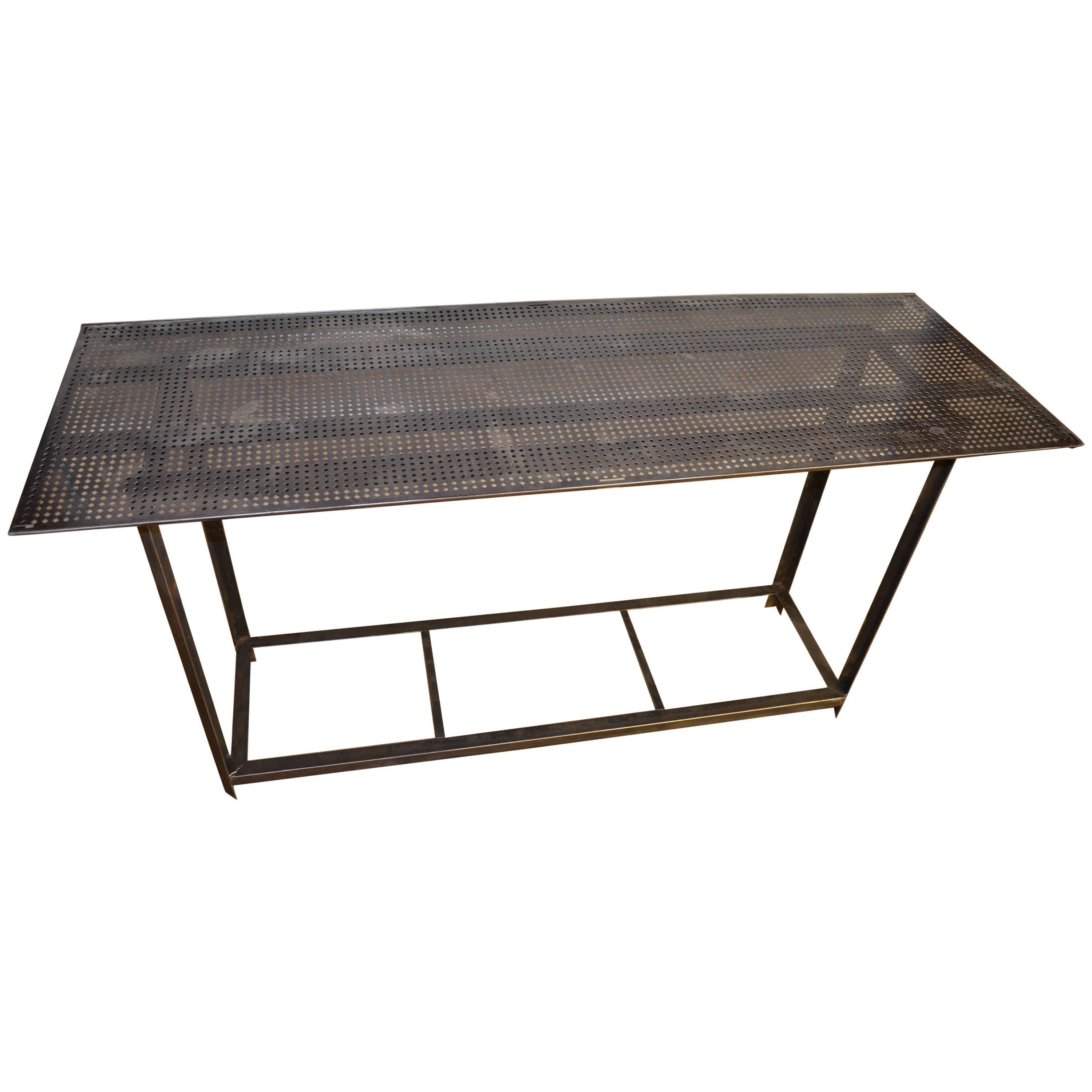 Industrial Work Table with Steel Grate Top  