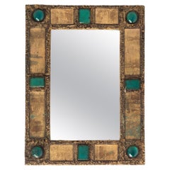 Wall Mirror by Irena Jaworska, Copper and Talosel, France 1970s