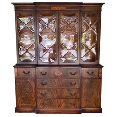 Antique Georgian Mahogany Breakfront China Cabinet Sideboard Secretary Desk