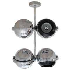 Chromed Spotlight with 4 Globes around a Centre Bar by Erco, Germany, 1970s 