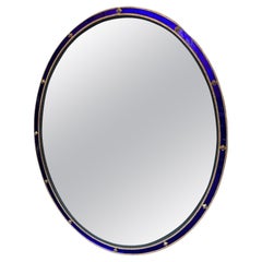 19th Century Giltwood and blue glass oval wall mirror