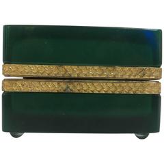 Vintage Opaline Box with Hinged Ormolu Detail