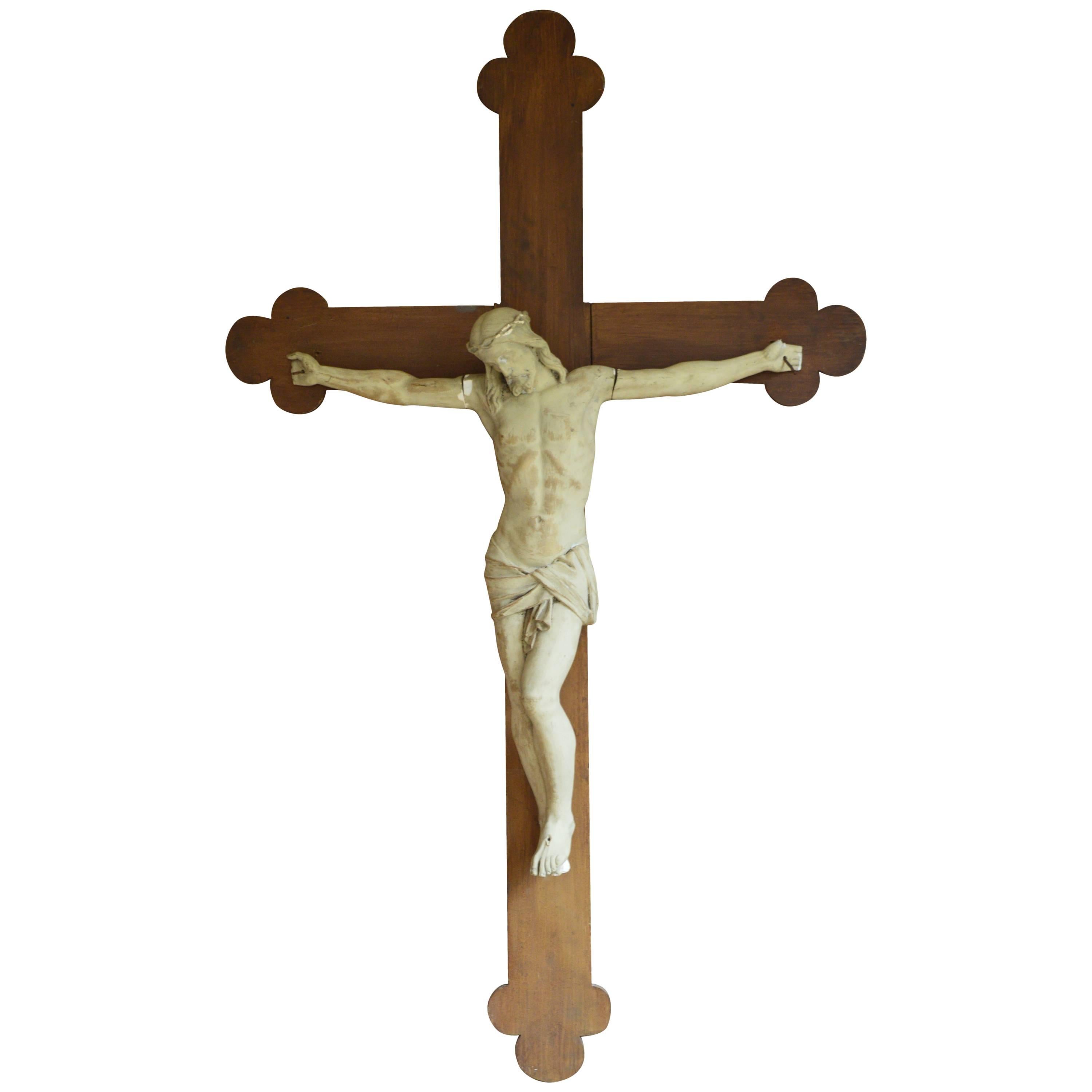 Over 6' Tall 19th Century Flemish Crucifix  For Sale