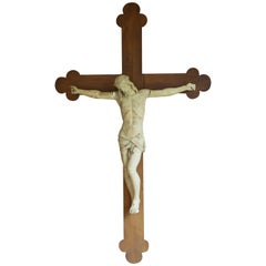 Antique Over 6' Tall 19th Century Flemish Crucifix