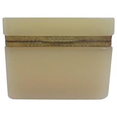 Vintage French Cream Opaline Box with Ormolu Hinge
