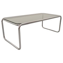 Table basse vintage en verre et métal chromé des années 70