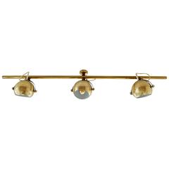 Brass Ceiling Spotlight with Three Globes on a Bar, Germany, 1960s