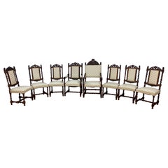 Antique French Neo-Renaissance Style Carved Walnut 12 Piece Dining Set