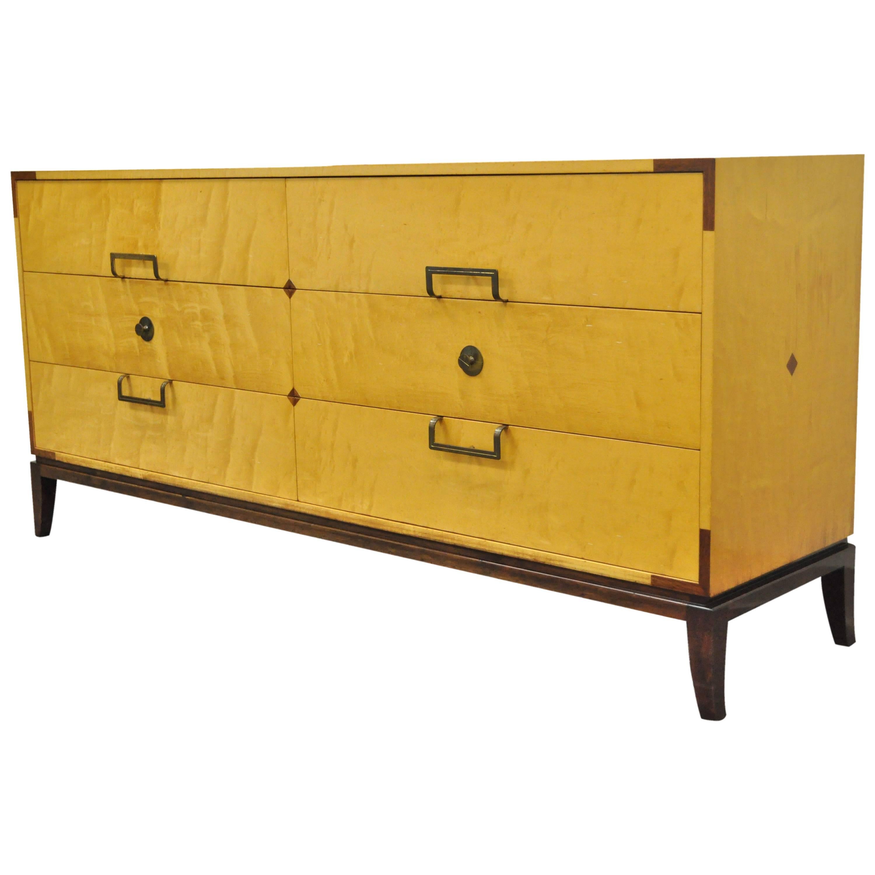 Tommi Parzinger for Parzinger Originals Maple & Mahogany Dresser Chest Credenza For Sale