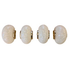 Set of Four Mid- Century Speckled Cream Murano Glass Wall Sconces, 1950