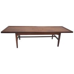 Drexel Walnut Coffee Table with Circle Inlay