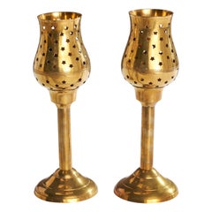 Austrian Designer, Candle Holders, Brass, Austria, 1950s