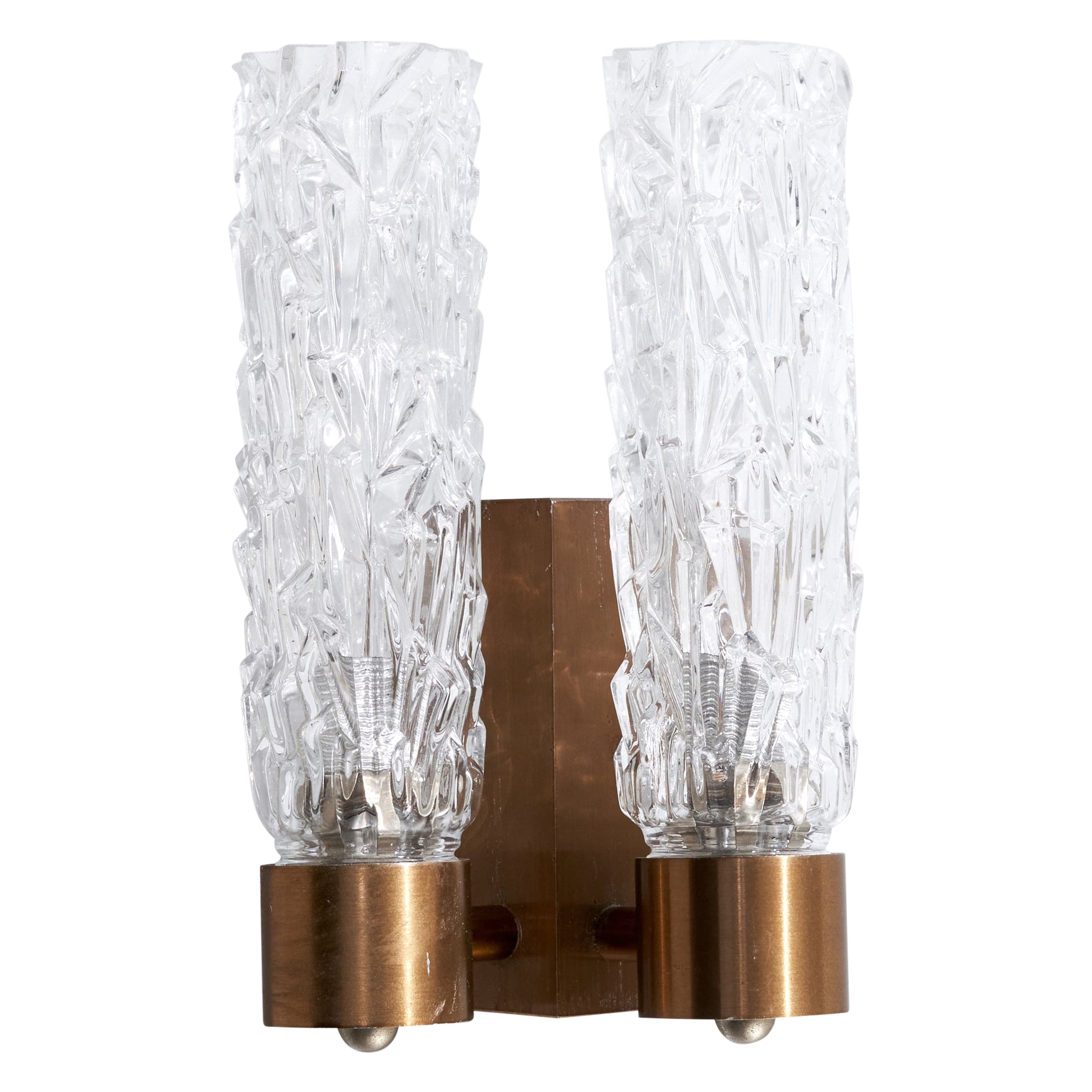 Designer italien, Wall Light, cuivre, verre, Italie, années 1950