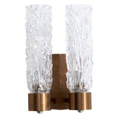 Italian Designer, Wall Light, Copper, Glass, Italy, 1950s