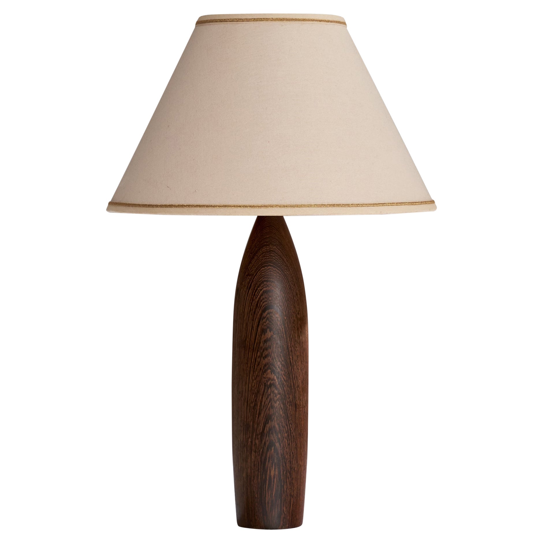 Dänische Designerin, Tischlampe, Stoff, Wenge, Dänemark, 1950er Jahre