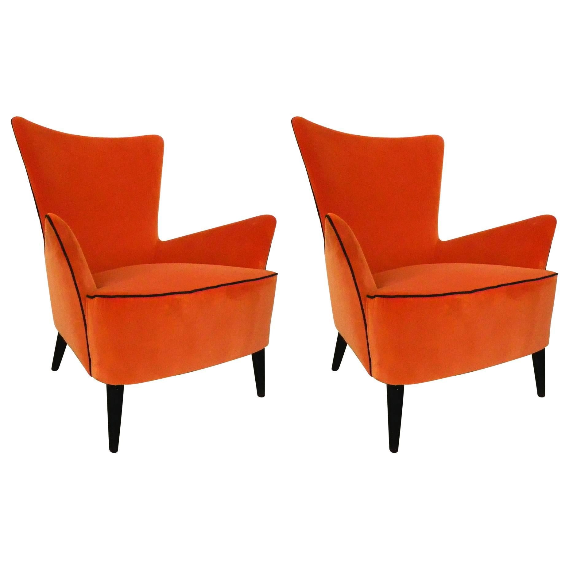 Pair of Italian Armchairs 1950's For Sale