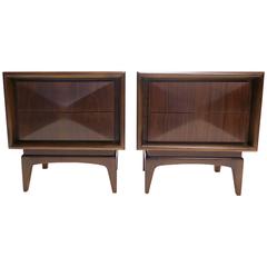 1950s Pair of Diamond Front Nightstands