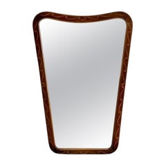 Italian Mid-Century Modern, Wall Mirror, Inlaid Walnut, Italy, 1970s